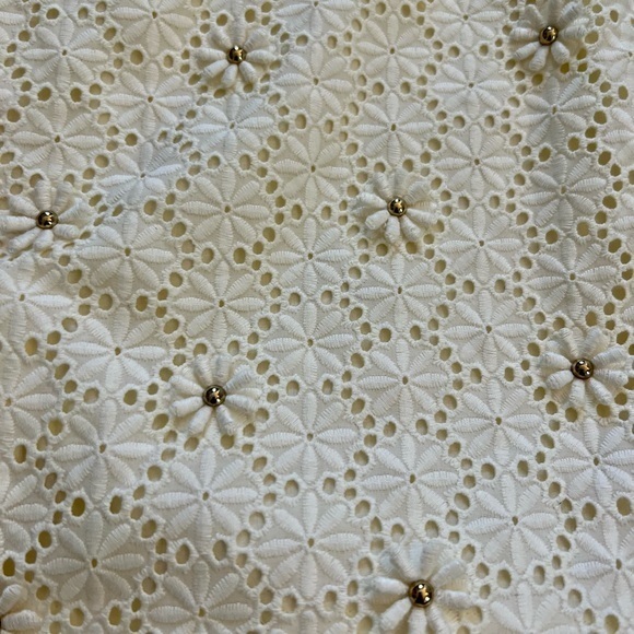 Talbots Cream Gold Lace Skirt With Flowers Size 10‎ NWT - Picture 5 of 12